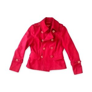 New York & Company Short Peacoat Red Wool Blend Size Medium